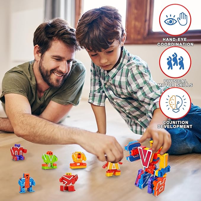 Alphabet Robots Advent Calendar 2025 for Boys, 24 Days Christmas Countdown Calendar for Kids, Alphabots Deformation Fine Motor Skill Toys, Xmas STEM Educational Learning Gifts for Toddlers