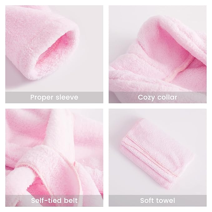 M&G House Newborn Photography Props Bathrobe Outfits Girl Baby Robe Bath Towel Costume Sets 0-6 Months(Pink)