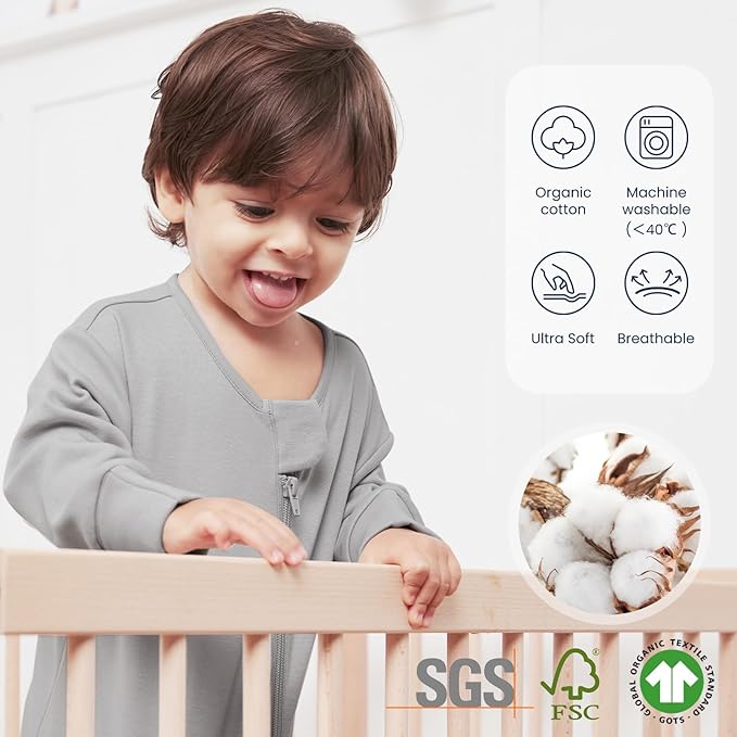 Unisex Sleeping Bag for Babies and Toddlers 1.0 Tog Sleep Sack 6-18Months, Newborn Sleep Sack, Wearable Blanket Baby, One piece Long sleeves, Gifts for Baby