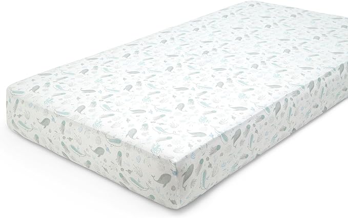 Delta Children Fitted Crib Sheets for Girls and Boys - 100% Organic Cotton Crib Sheet for Standard Crib and Toddler Mattresses - 28x52 Inch - GOTS Certified (Pack of 3), Sea Life