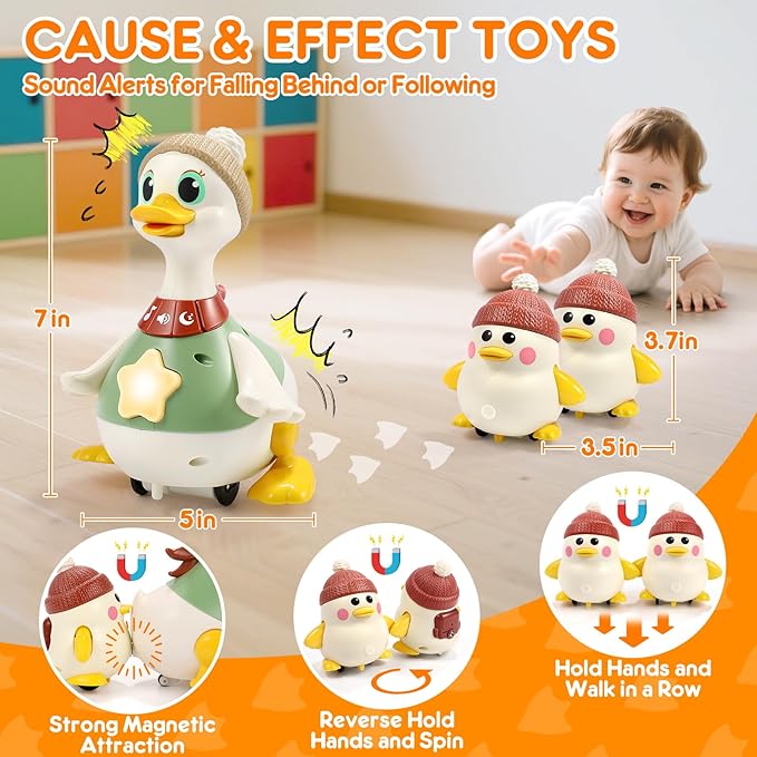 LUDILO Infant Baby Toys 6-12 Months: Musical Crawling Duck Toy Must Have 6 7 8 9 10 12 18 Month Old Baby Toy 6-12-18 Month Newborn Tummy Time Toys for 1 Year Old Boy Girl Gifts Stocking Stuffers