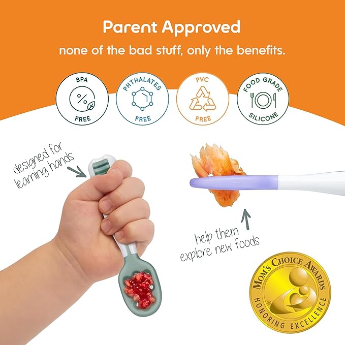 NumNum Baby Spoons Set, Baby Essentials Pre-Spoon GOOtensils for 6+ Months, First Stage Self-Feeding Spoons for Baby Led Weaning (BLW), Silicone Toddler Utensils, BPA-Free, 6 Pack Beach Party