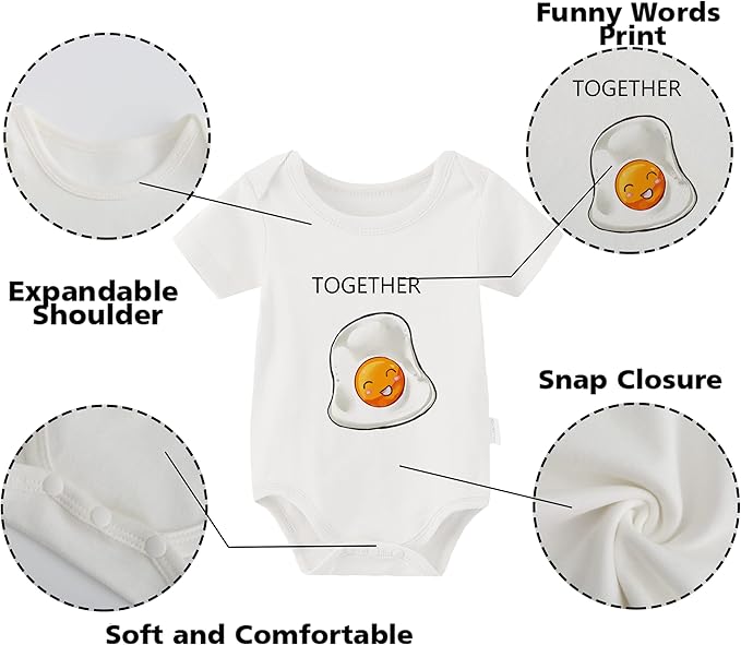 YSCULBUTOL Baby Twins Bodysuit Perfect Together Best Friend Newborn Romper Toddler Unisex Twin Outfit