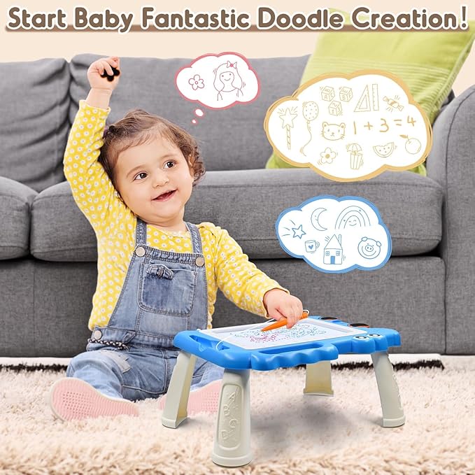 AiTuiTui Magnetic Drawing Board Toddler Toys with Legs for 2 3 Year Old Girls Boys, Sketch Writing Doodle Pad Age 2-4 Travel Games, Educational Learning Kids Toys for Toddlers Birthday (Blue)