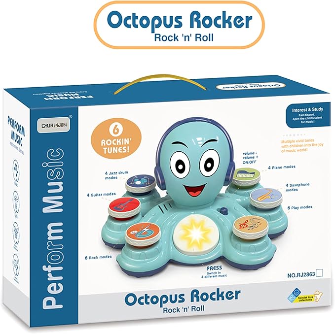 Baby Musical Toys Learning Toys for Toddlers, Octopus Music Toys, Preschooler Musical Educational Instruments Toy for Baby, Birthday Toys for Girls Boys
