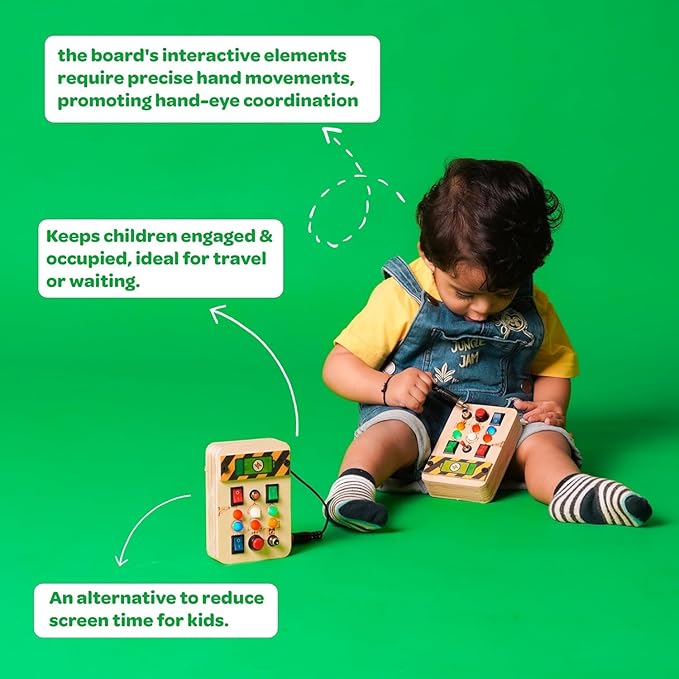 Toys Busy Board Spark Switch & Mini Switch Combo, Sensory Montessori Toy for Toddlers 1-6 Years, Soft Lighting for Hand-Eye Coordination, Educational Travel Toy for Boys & Girls