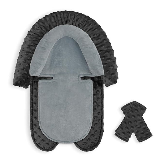 Infant Car Seat Insert, HNHUAMING Baby Car Seat Head & Body Support with 2 Straps Pads, Ultra Soft Newborn Preemie Carseat Insert Cushion for Girls Boys, Fits Car Seat, Stroller, Swing, Bouncer, Black