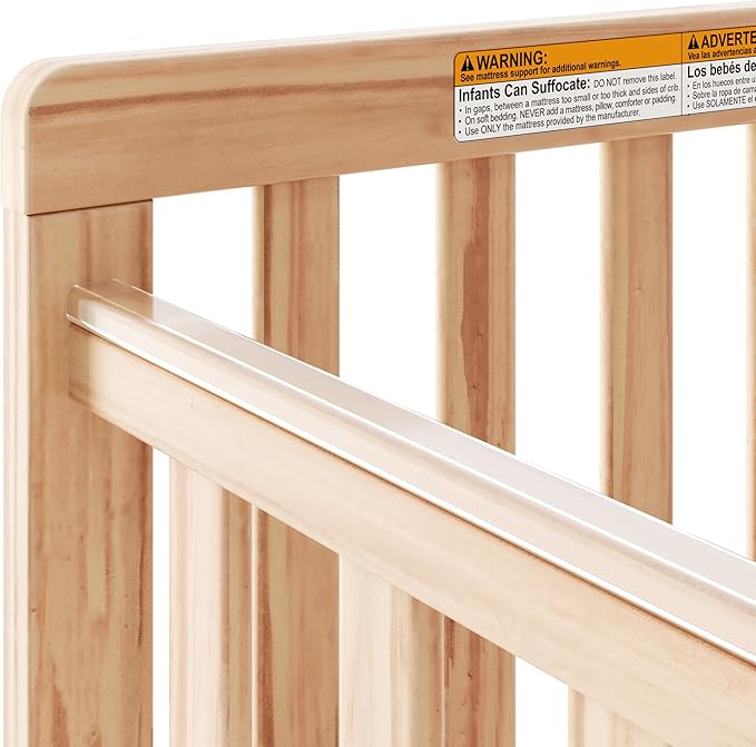 Foundations SafetyCraft Compact Slatted Daycare Crib, Durable Wood Construction, Non-Marking Casters (2 Locking), Includes 3” InfaPure Foam Mattress (Natural)