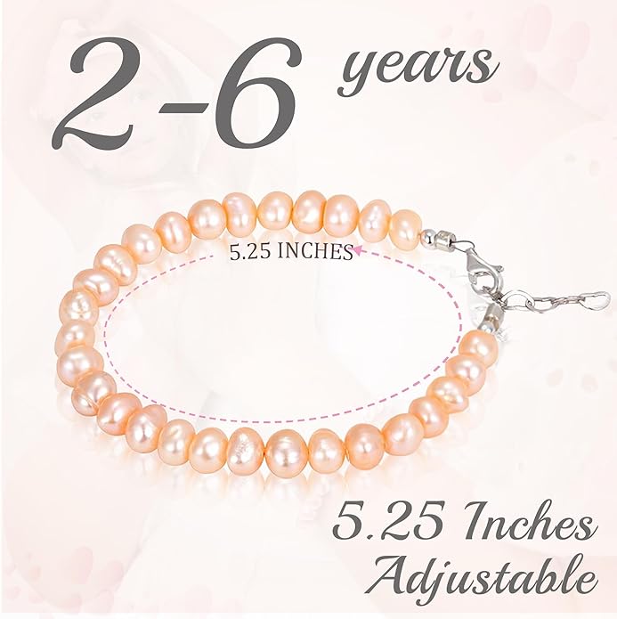 Freshwater Cultured Pearl Bracelet, Sterling Silver Jewelry. Toddler Bracelets for Girls, Toddler Girl Birthday Gifts, Keepsake Baby Girl gift