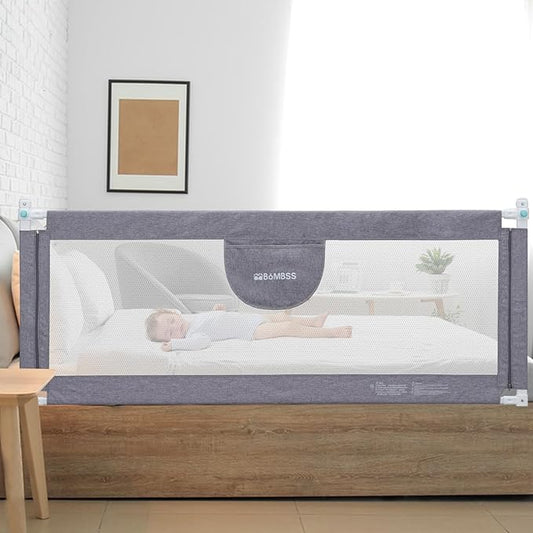 MBQMBSS 73" Bed Rails for Toddlers, Universal Bed Rails for Toddlers, Adjustable Baby BedRail Guard for Queen King Twin Full Size Mattress, Extra Tall Bed Sides Rails with Double Safety Lock(1 Side)