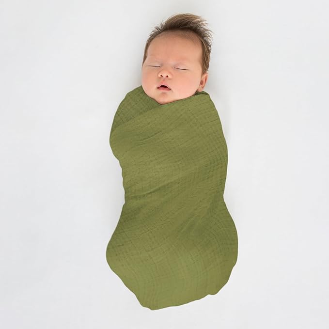 SwaddleDesigns Cotton Muslin Swaddle Blanket, Receiving Blanket for Baby Boys & Girls, Best Registry Gift, 46x46 inches, Green Turtle