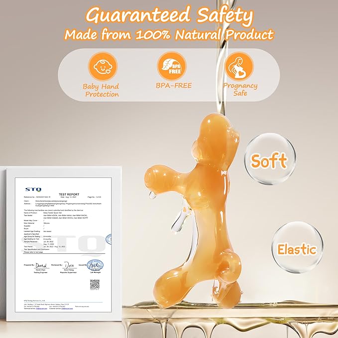 WAJIAYON 2 Pack Amber Oil Baby Teething Toys for Babies 0-6 Months,Silicone Baby teethers for Babies 3-6 Months,Freezer BPA Free Super Soft and Textured 6 to 12 Months,Chew Infant Toys Gift-(Dog)