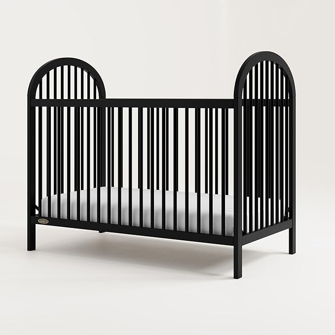 Graco Olivia Convertible Crib (Black) – GREENGUARD Gold Certified, 100% Solid Wood, Fits Standard Crib Mattress, Converts to Toddler Bed and Daybed, 4 Adjustable Mattress Heights