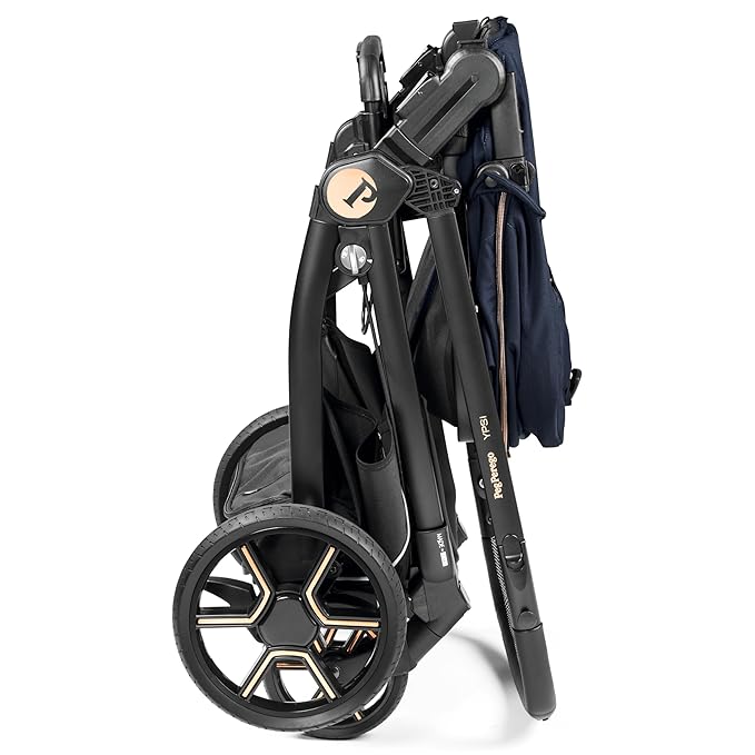 Peg Perego Ypsi – Compact Single to Double Stroller – Compatible with All Primo Viaggio Infant Car Seats & Ypsi Bassinets - Made in Italy - Blue Shine (Blue & Copper)