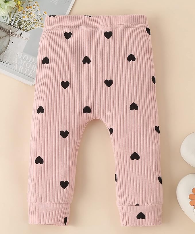 Fullfamous Baby Girl's 3pc Rib Frill Long Sleeve Romper and Pant Set