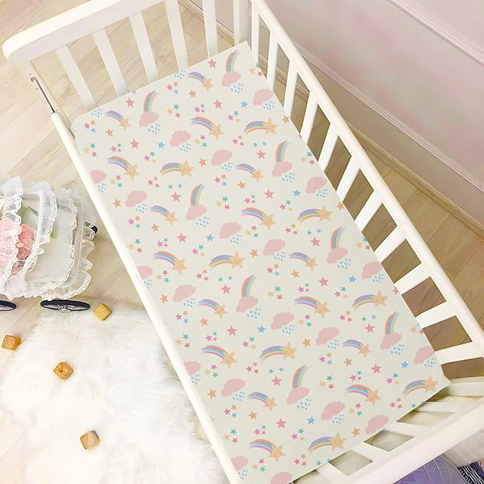 Shooting Star Crib Sheets for Neutral Bassinet Play Sheets,Sheets Toddler Bed Sheets for Baby Boys Girs 39 * 27 * 5in