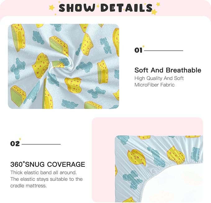Baby Crib Sheets Sponge Foam Bubbles Pattern Crib Sheets for Boys Girls,Neutral Bassinet Toddler Bed Play Sheets Breathable Soft and Portable 52 * 28 * 9in
