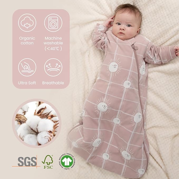Unisex Sleeping Bag for Babies and Toddlers 1.0 Tog Sleep Sack 18-36Months, Newborn Sleep Sack, Wearable Blanket Baby, Sleep Sack with Sleeves, Gifts for Baby