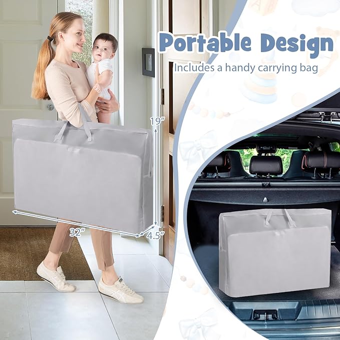 INFANS 3 in 1 Baby Bassinet, Bedside Sleeper for Newborn, Folding Crib with Mattress, Travel Bag, Wheels, 4-Sided Mesh, Easy to Assemble Cradle Co Sleeper Stationary, Rock (Light Grey)