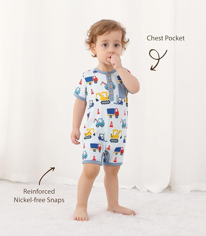 Baby Boy Romper Toddler Boys Short Sleeve Shorts Soft Jumpsuit Outfit Viscose Made from Bamboo