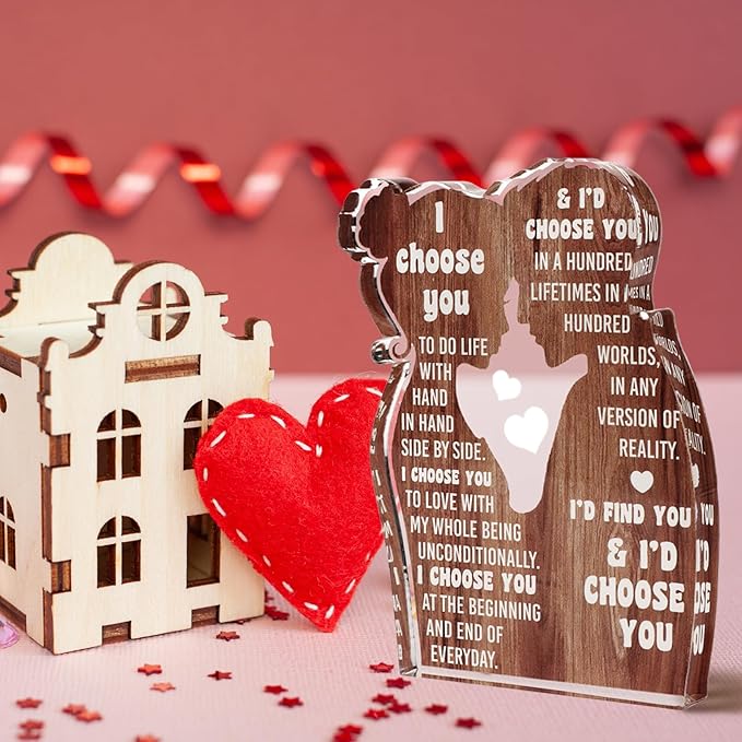 MAMAGIFTREE I Love You Romantic Gifts for Her Him, Wife, Husband, Couple, Boyfriend Girlfriend, Anniversary Wedding Gifts for Women Men - Desk Decor Acrylic Sign