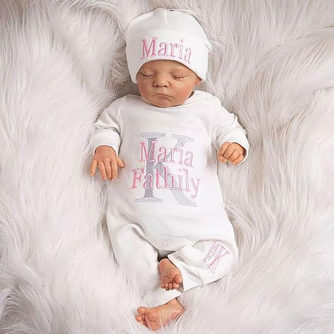 Personalized Baby Romper Hospital Newborn Coming Home Outfit Custom Embroidery Name Infant Sleepwear Gift for Baby Shower