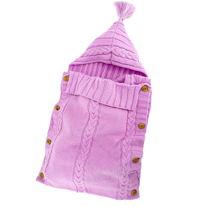 XMWEALTHY Newborn Baby Wrap Swaddle Blanket Knit Sleeping Bag Receiving Blankets Stroller Wrap for Baby(Pink) (0-6 Month)
