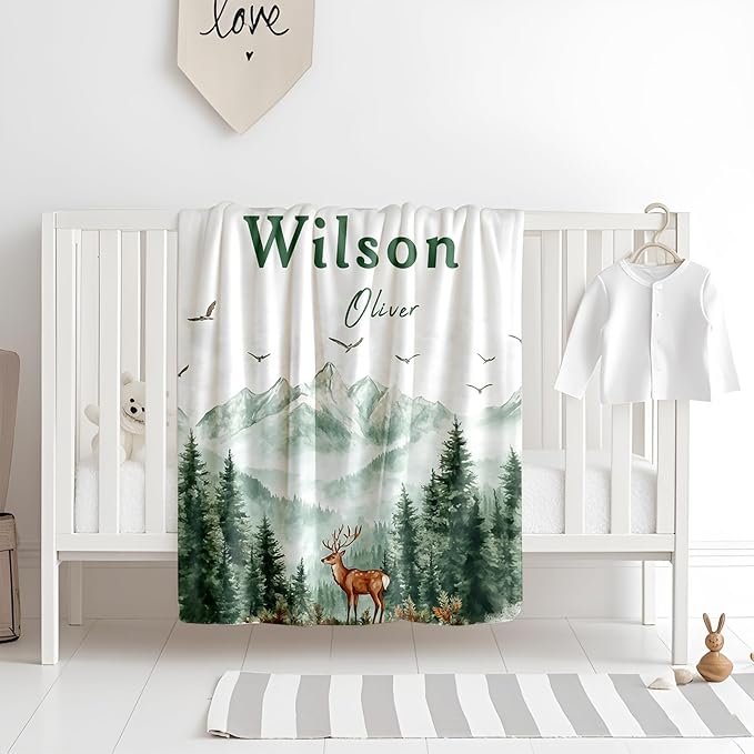 Ship Next Day, Personalized Baby Blanket for Boys Girls - Printed in USA, Custom Baby Blanket with Name Super Soft Plush Flannel, Easter Christmas Brithday Gifts for Baby Shower Kids Toddlers Newborn