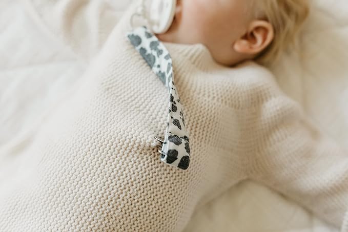 Copper Pearl Pacifier Clip 3-Pack: Premium Knit Binky Clips for Baby Girls and Boys - Stylish Stainless Steel Pacifier Holder Clip - Baby Pacifier Clips for No More Floor Drops - Jo