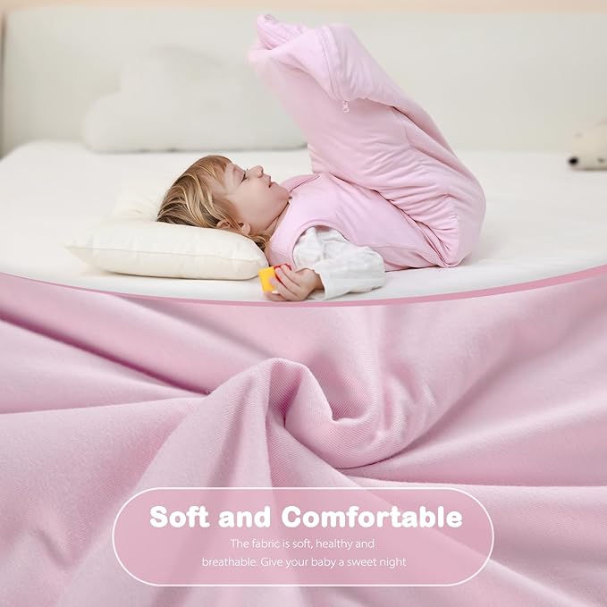 Mosebears Unisex Rayon Made from Bamboo Sleep Sack with 2-Way Zipper,2.5 Tog Baby Winter Sleep Sack (Blush,6-18 Months)