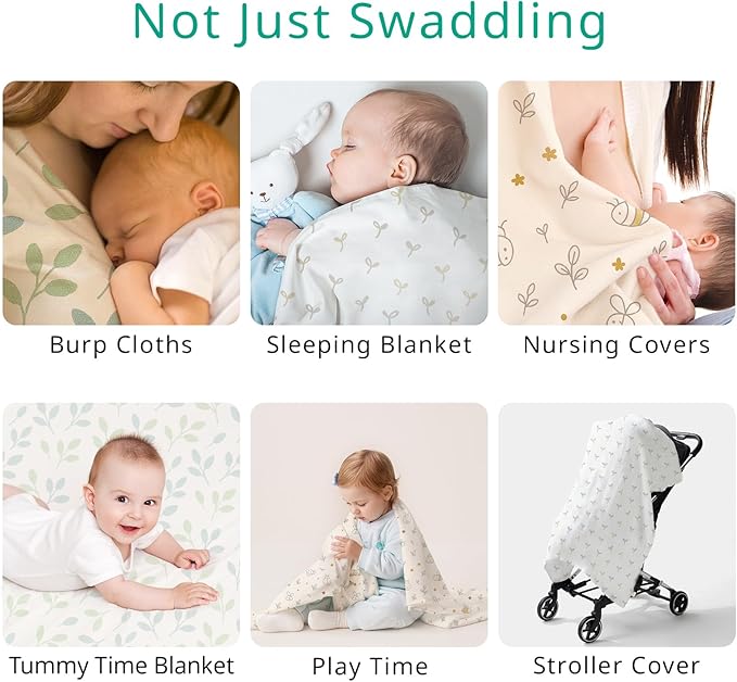 HECCEI Muslin Swaddle Blanket - Baby Muslin Blanket Large Swaddles 47 x 47 inches Breathable & Soft Baby Receiving Blanket Gender Neutral for Newborn Boys Girls, Garden Friend