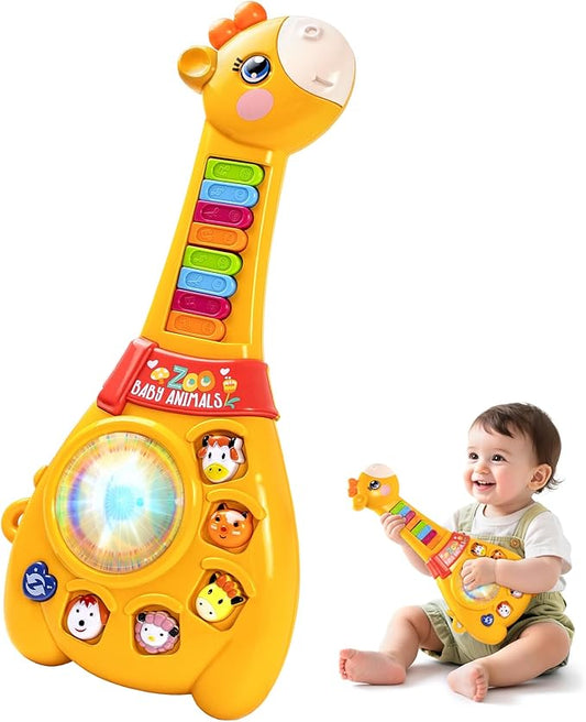 Marstone Toys for 1 2 Year Old Boy and Girl Birthday Gift: Baby Musical Guitar Piano Toys 12-18 Month with Animal Sound and Light, 1st First Learning Educational Gift for Toddlers Birthday, Christmas