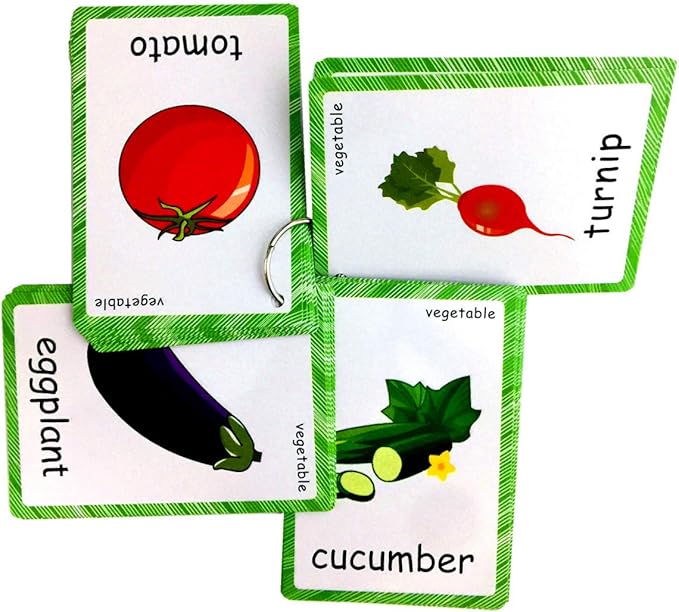 Set of Vegetables Flash Cards for Toddlers(20 pc) | Kids Learning Flashcard & Montessori Pocket Cards Toys | Perfect for Pre-K Decor Background Wall Stickers, Teacher/Autism Therapists Tools