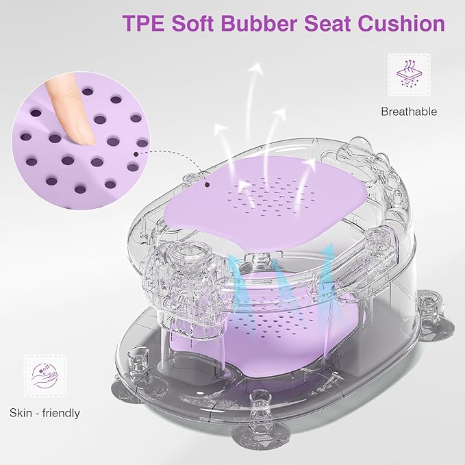 Baby Bath Seat for Babies 5 Months & Up - Non-Slip Bath Seat for Sitting Up with Baby Essentials Kit, Soft Cushion & Compact Design, Toddler Bathtub Seat