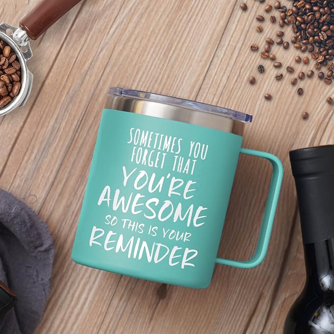 NOWWISH Gifts for Her, Sometimes You Forget You're Awesome Coffee Mug, Inspirational Gifts, Thank You Appreciation Gifts for Coworker, Teacher, Mom, Wife, Sister - Green