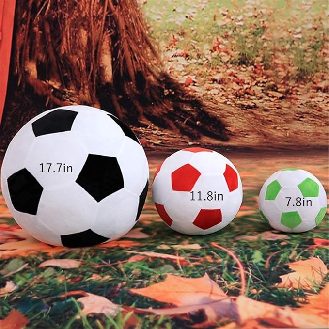 Plush Soccer Balls - Fluffy Stuffed Toy Soccer Ball Plush Pillow Soft Durable Stuff Soccerball Gift for Kids Boy Baby (Red - White,17.7inch/45cm)