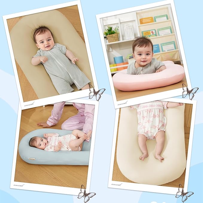 Lucakuins Baby Lounger, Bionic Design Baby Lounger for Newborn 0-24 Months, Soft Organic Cotton Breathable Lounger for Infants (Bluebell)