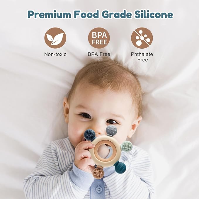 Baby Teething Toys for 0-6 6-12 Months, BPA Free Teether Sensory Toys for Babies 0 3 6 9 12 18 Months, Newborn Infant Toys Gifts for 1 One Year Old Baby Boys Girls