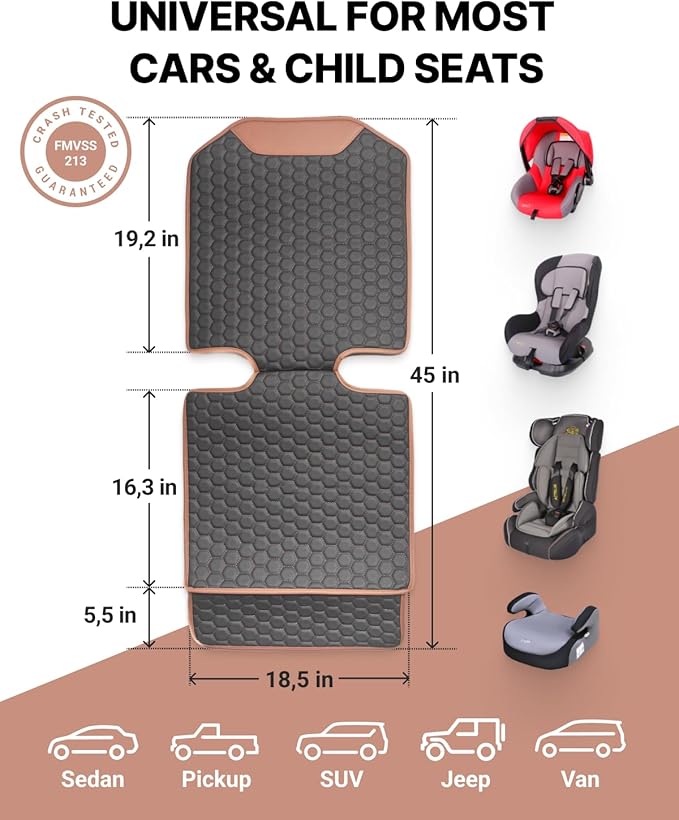 Premium Leather Car Seat Protector for Child Car Seat Cover from Dirt Scratches - Infant Car Seat Protector for Back Seat/Front Booster Seat Protector Under Baby Car Seat Waterproof 1pc Hexy