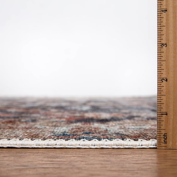 Bloom Rugs Washable Non-Slip 10 ft Runner - Orange/Black Traditional Runner for Entryway, Hallway, Bathroom, and Kitchen - Exact Size: 2.5' x 10'