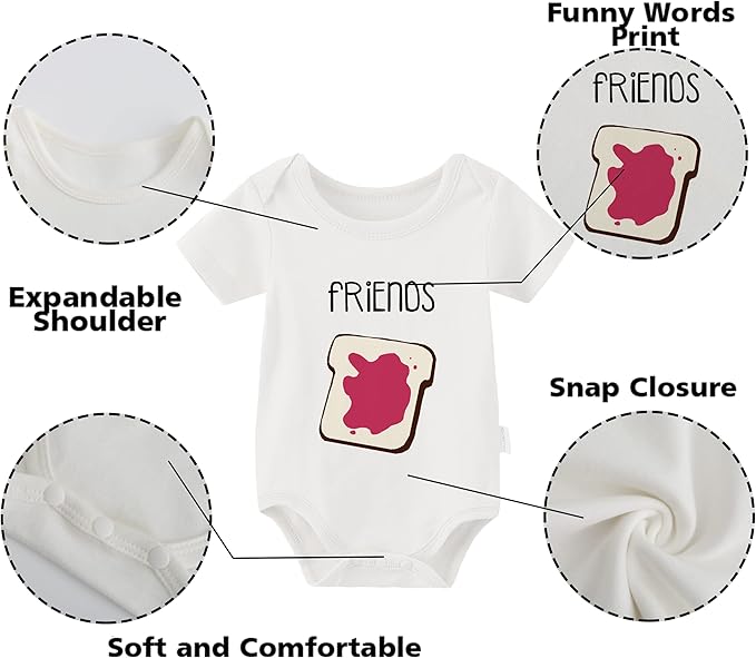 YSCULBUTOL Baby Twins Bodysuit Perfect Together Best Friend Newborn Romper Toddler Unisex Twin Outfit