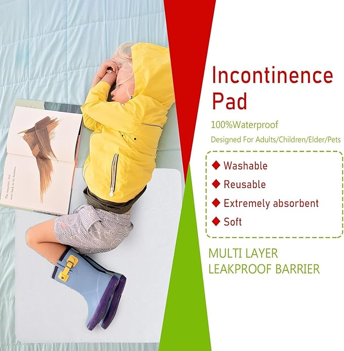 Bamuho Bed Pads for Incontinence Washable Extra Large 2 Pack 44" x 52", Waterproof Adult Large Bed Pads with 4 Layers of Protection, Fits Full to King Size Beds
