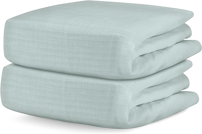 Newton Baby Organic Fitted Crib Sheets (2-Pack) - Ultra Breathable and Soft, 100% Organic Muslin Cotton, Sage, Fits All Standard Cribs