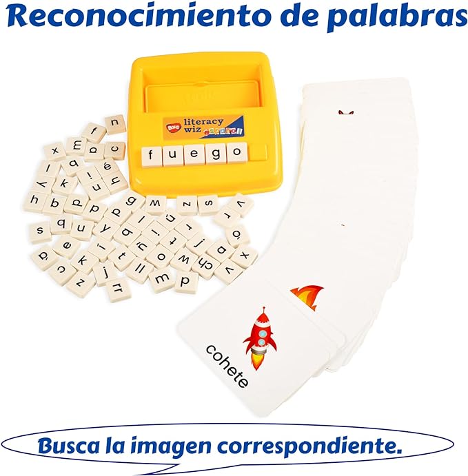 BOHS Spanish Literacy Wiz Spelling Game - Espanol Lower Case 60 Flash Cards - Preschool Language Learning Educational Toys