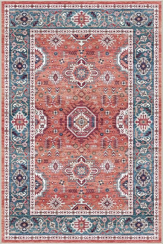 Dripex Vintage Collection Washable Area Rug - 2x3 Door Mat Small Entryway Rug Distressed Non-Slip Low-Pile Floor Carpet for Indoor Front Entrance Kitchen Bathroom Living Room Bedroom