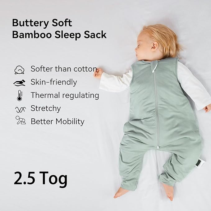 BubblePanda Rayon Made From Bamboo Toddler Sleep Sack with Feet 12-24 Months 2.5 Tog Winter Ultra Soft Warm Baby Sleep Bag Walker 1t-2t Quilted Thick Wearable Blanket with Legs 2-Way Zipper