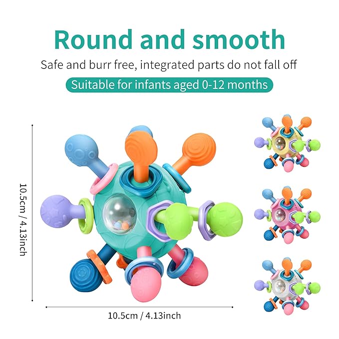 Baby Montessori Teething Toys for 0-6 6-12 Months Infant Teethers Sensory Toys for Babies 0 3 6 9 12 18 Months Learning Developmental Chew Rattle Toys Shower Gifts for 1 2 Year Old Girls Boys White
