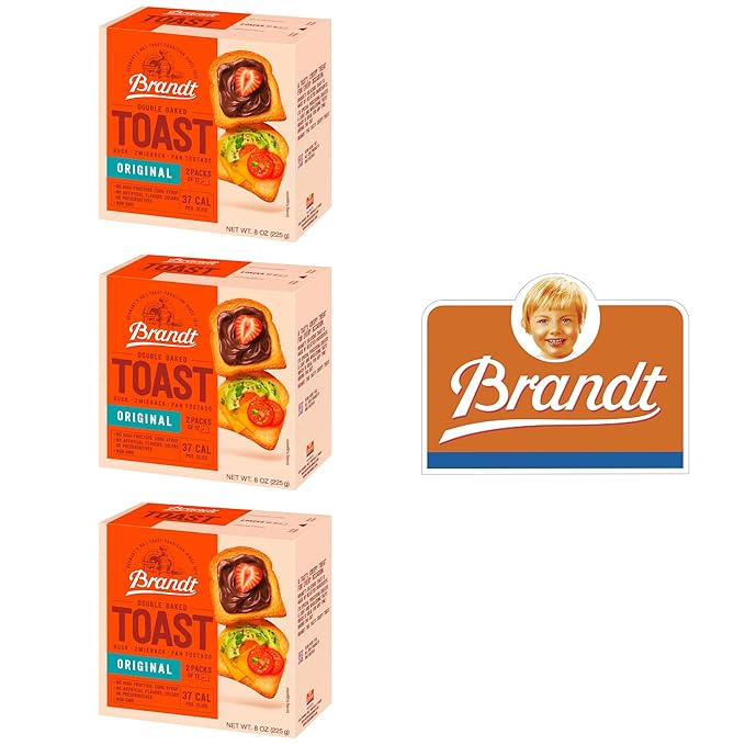 Brandt Toast, Zwieback, Double Baked, 8 Ounces (pack of 3, Original)