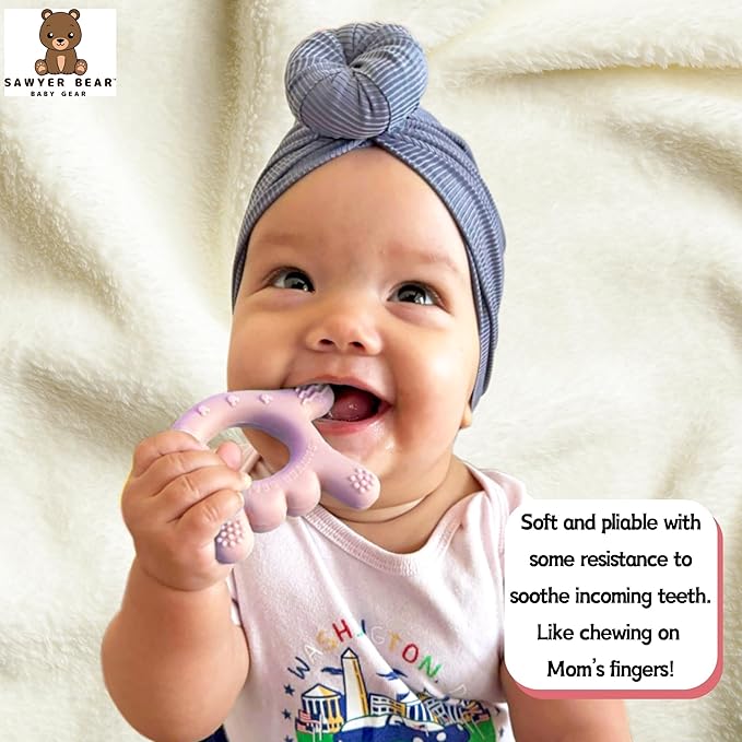 I Love You Silicone Hand Teether, Teethers for Babies 3-6 Months, Soft Teething Toys 6-12 Months bpa Free, Massaging Teething Relief (Blush Pink)