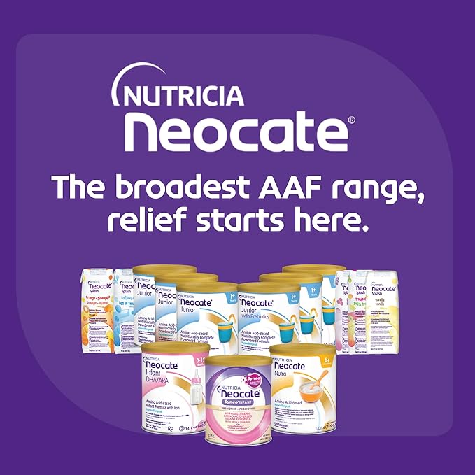 Nutricia Neocate Junior - Hypoallergenic, Dairy-free, Amino Acid-Based Formula - Formula for 1+ Years - For Toddlers, Kids & Teens - Powdered Formula - Chocolate - 14.1 oz can (Case of 4)
